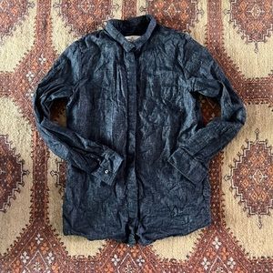 Golden goose dark denim button up shirt with tiny collar